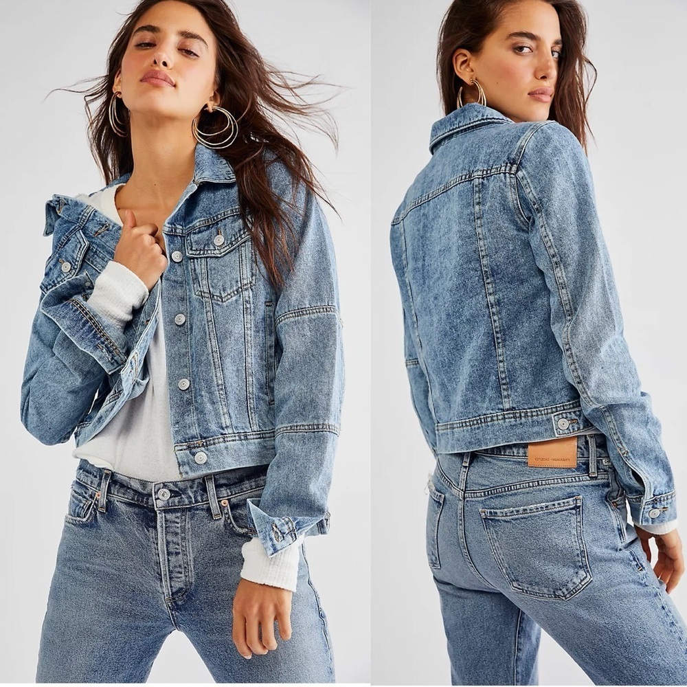 Free People Rumors Denim Jacket Light Indigo Wash S Small